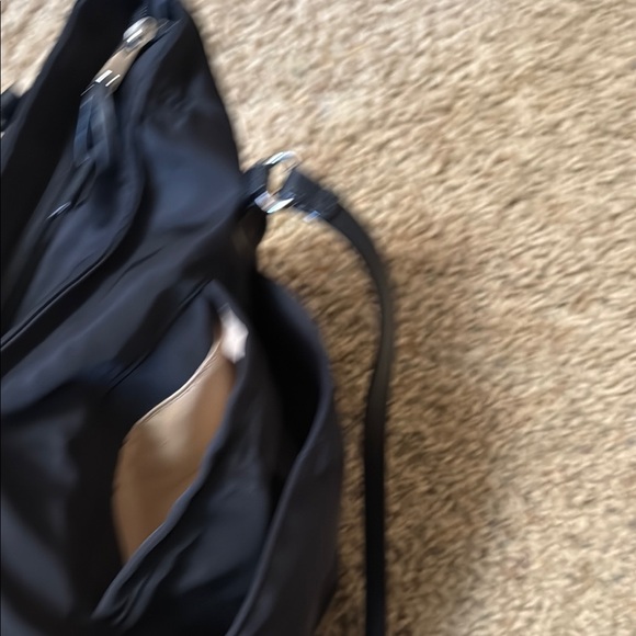 Black Tote Bag with Structured Design and Silver Hardware - Picture 3 of 7